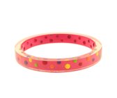 Behave Dames armband bangle roze met stipjes 22 cm