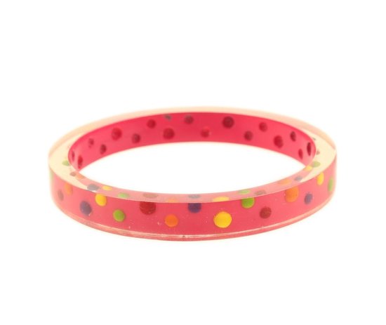 Behave Dames armband bangle roze met stipjes 22 cm