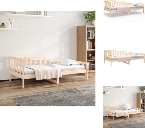 vidaXL Slaapbank Logeerbed - Massief grenenhout - 3-zijdig bedhek - Gelat ontwerp - Veelzijdig bed - Extra opbergruimte - 193.5 x 96 x 68.5 cm - Geschikte matras- 90 x 190 cm - Bed