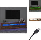 vidaXL TV-meubel Gerookt Eiken - 195x35x40cm - Met RGB LED-verlichting - Kast