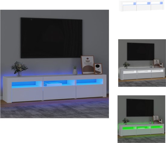 vidaXL TV Meubel 1 - Middelgroot - 180x35x40 cm - Met RGB LED-verlichting - Wit - Kast