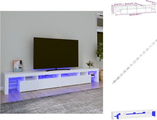 vidaXL Tv-meubel - 260 x 36.5 x 40 cm - RGB LED-verlichting - Kast