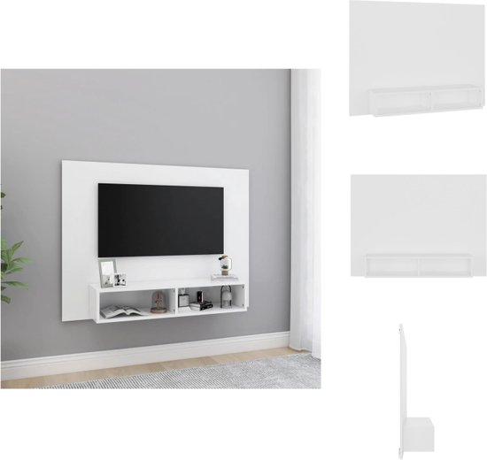 vidaXL TV-Wandmeubel - Hifi-kast - 120 x 23.5 x 90 cm - Wit - Spaanplaat - Kast