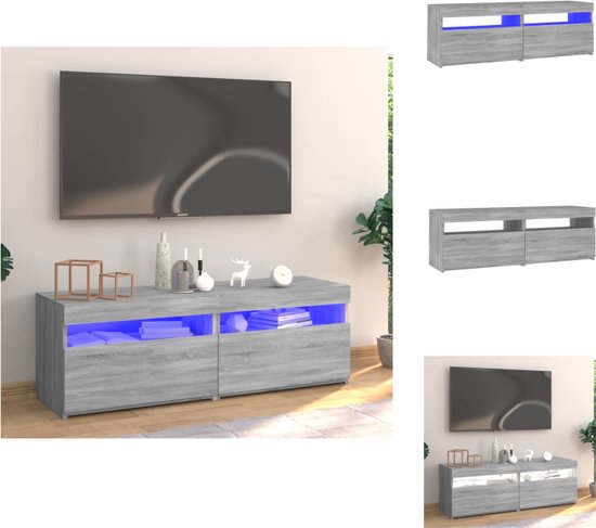 vidaXL Televisiemeubel vidaXL - TV-meubel met LED-verlichting - 120 x 35 x 40 cm - Grijs sonoma eiken - Kast