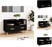 vidaXL TV-meubel - Klassiek zwart - 80 x 36 x 50 cm - Bewerkt hout en eucalyptushout - Kast