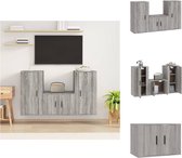vidaXL TV-meubelset - Wandgemonteerd - 1x 57x34.5x40 cm - 2x 40x34.5x80 cm - Grijs Sonoma Eiken - Kast