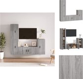 vidaXL TV-meubelset - Klassiek - Wandgemonteerd - Grijs - Bewerkt hout - 1x 100x34.5x40cm - 3x 40x34.5x80cm - Kast
