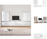 vidaXL TV-meubelset - bewerkt hout - hoogglans wit - 4 x 40x34.5x100 cm - 3 x 100x34.5x40 cm - Kast