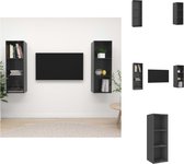 vidaXL Televisiewandmeubelset - Hoogglans grijs - 37 x 37 x 107 cm - 2x tv-meubel - Kast