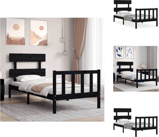 Cadre De Lit Simple 90x190 Cm Avec Sommier à Lattes Et Tête De Lit Rembourrée Similicuir Noir | VidaXL - 7