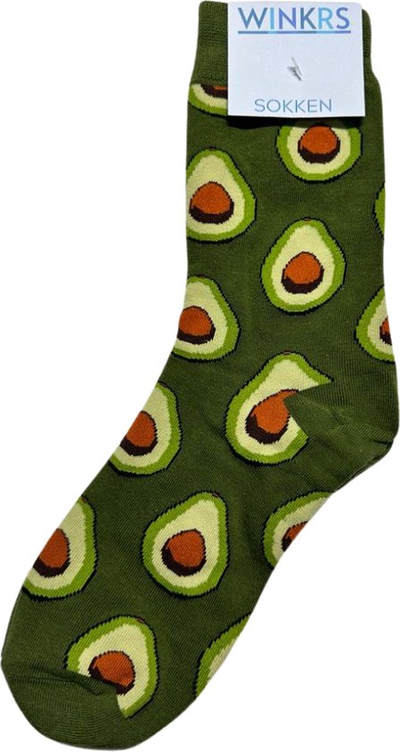 Roits Sokken Avocado Zwart Heren en Dames - Grappige Originele Kleurrijke Premium Socks Funny Happy Socks Men Women Geschenk (36-40