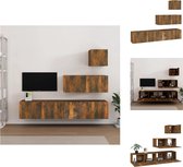 vidaXL Tv-meubelset - Gerookt Eiken - 30.5 x 30 x 30 cm - 80 x 30 x 30 cm - Wandmontage ontwerp - Kast
