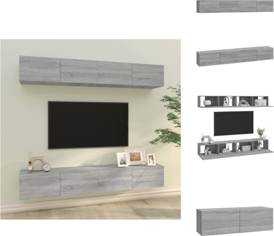vidaXL Tv-wandmeubel - Sonoma eiken - Set van 4 - 100x30x30 cm - Bewerkt hout - Kast