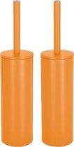 Spirella Luxe Toiletborstel in houder Cannes - 2x - oranje - metaal - 40 x 9 cm - met binnenbak