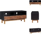 vidaXL Tv-meubel Massief Acaciahout - 100 x 35 x 45 cm - 2 Lades - Goudkleurige Handvatten - Kast