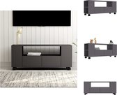 vidaXL Klassiek TV-meubel - 120 x 35 x 48 cm - Bewerkt hout - Grijs - Met 2 lades - zijvakken en open schap - Kast