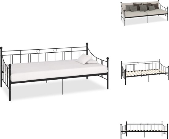 vidaXL Slaapbank - Metalen frame - Multifunctioneel - 208 x 95 x 83 cm - Zwart - Bed