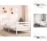 vidaXL Bedframe Massief Grenenhout - Wit - 195.5 x 95.5 x 100 cm - Multiplex Lattenbodem - Bed