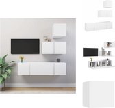 vidaXL Hangende TV-kasten - Spaanplaat - Wit - TV-meubelset 1x 30.5x30x30cm - 3x 60x30x30cm - Kast
