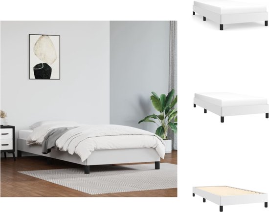 vidaXL Bedframe - Kunstleer - Wit - 203 x 93 x 25 cm - Geschikt voor matras 90 x 200 cm (matras niet inbegrepen) - Bed