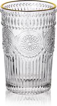 HOMLA Barrel Champagne Glass - Glazen ontvangstglas voor feestelijke gelegenheden - In de vorm van Arabesken met gouden rand 0,15l