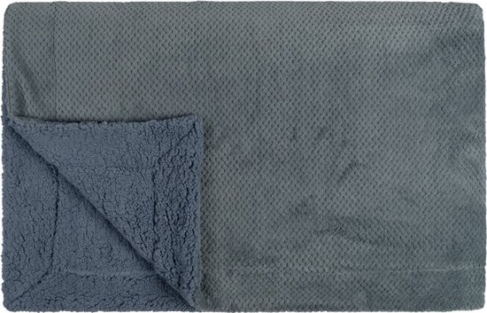 Linolux Fleece Plaid Lio Steel Blue 150x200