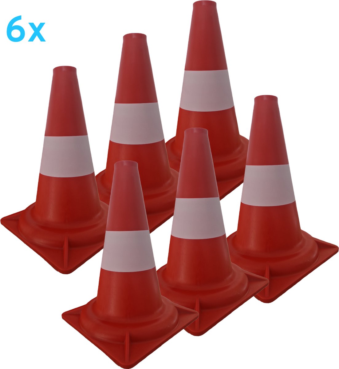 Oranje Pion - 32cm hoog - reflecterend - pionnen - verkeerskegel - 6 stuks