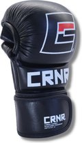 Combat Corner - PRO MMA Handschoenen voor Professionals - Echt leder - Zwart Glans - Maat S/M