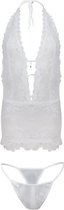 Verleidelijke lingerie set uit kant - kanten chemise en string - DKaren Hailey set - wit XL