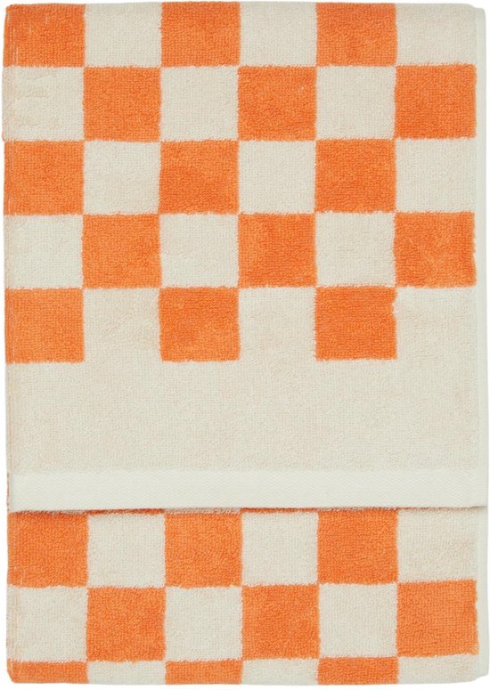 MARC O'POLO Checker Handdoek Meloen - 50x100 cm