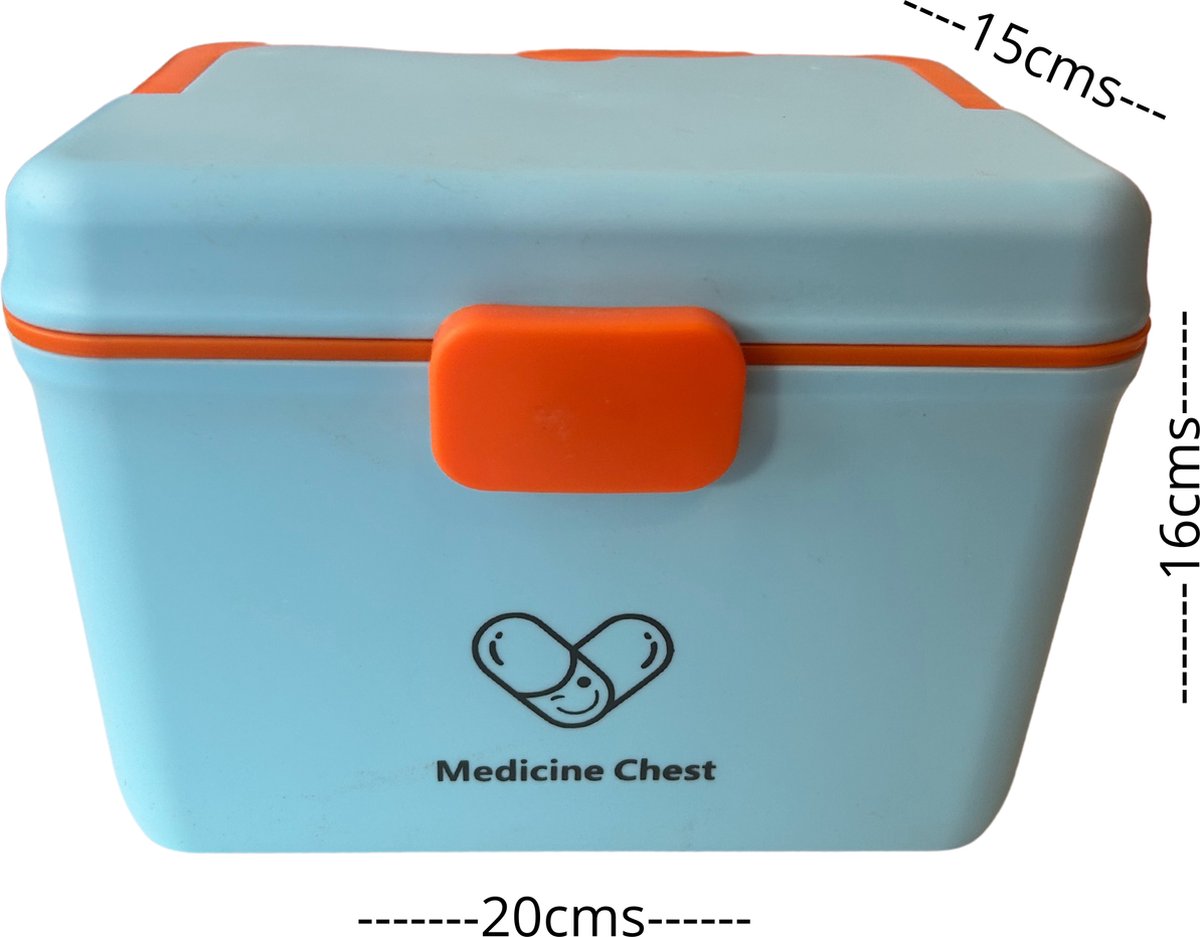 Medicijnkist- blauw |Medicijn Opbergdoos medium Medicijnbox opbergdoos medicijnen Luxe medicijnbox