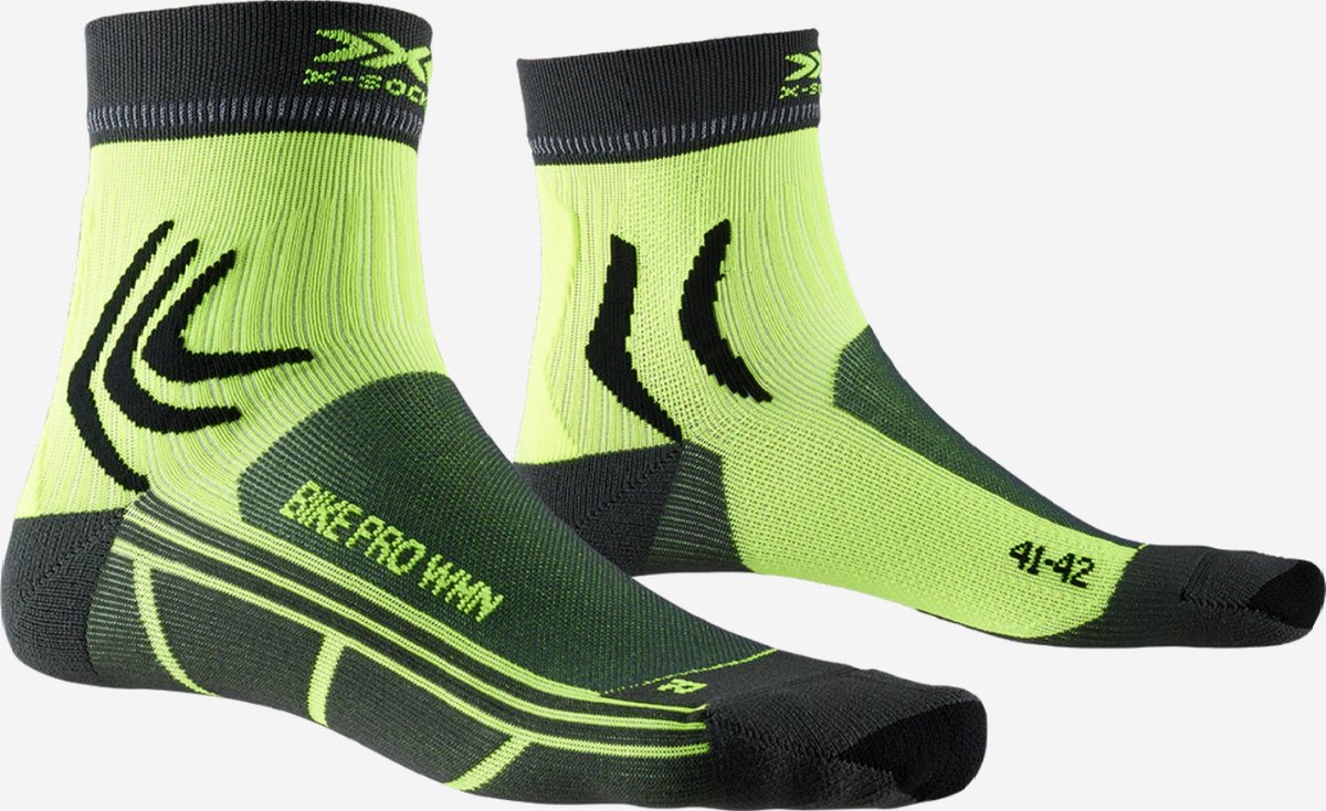 X-Socks Bike Pro Dames Fietssokken Charcoal Grijs Phyton Geel