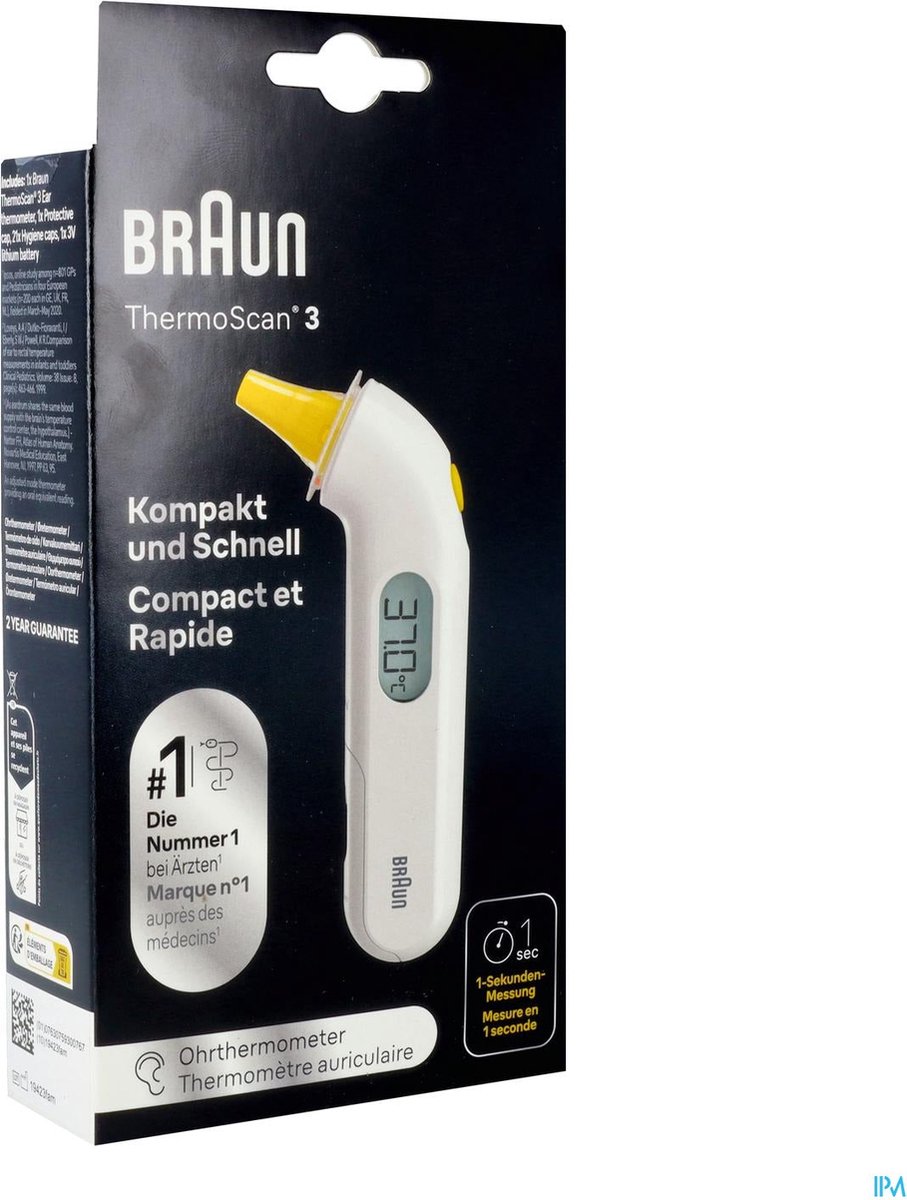 Braun ThermoScan3 Infrarot-Ohrthermometer IRT3030WE