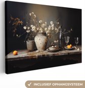 Canvas schilderij 180x120 cm - Stilleven met bloemen - Kamer decoratie accessoires - Schilderijen woonkamer - Wanddecoratie slaapkamer - Muurdecoratie keuken - Wanddoek interieur binnen - Woondecoratie huis - Bloemen schilderij