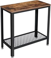 Rootz Table d'appoint - Table d'appoint de style industriel avec étagère - Table d'appoint - Table de chevet - Support d'appoint décoratif - Table d'appoint de salon - Aggloméré - Acier - Vintage Marron-noir - 60 x 30 x 60 cm (L x L x H)