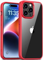 Smartphonica Telefoonhoesje voor iPhone 15 Pro met doorzichtige achterkant TPU hardcase - Rood / Back Cover geschikt voor Apple iPhone 15 Pro