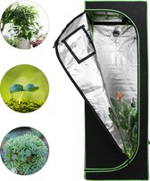 Kweektent in huis - 60 x 60 x 180 cm - Growtent Binnen - Growbox om Planten te Kweken - planten kweken - Zwart&Groen - 2-in-1 Kweekkast - Planten Dark Room - Greenhouse - Waterdicht