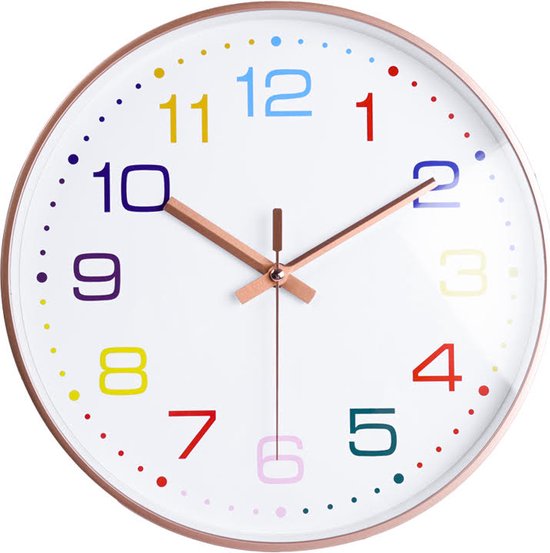 LW Collection horloge de cuisine couleurs horloge chambre d'enfant 30cm - petite horloge murale avec couleurs mouvement silencieux - horloge d'apprentissage chambre d'enfant - horloge d'apprentissage enfants avec - apprendre à lire l'heure