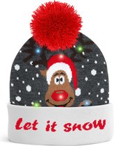 Bonnet de Père Noël JAP avec lumières - Bonnet avec lumières de Noël - Rudolf - Let it snow