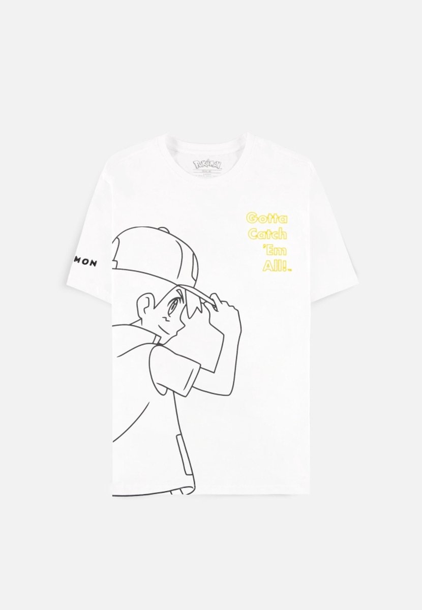 Pokémon - Ash Heren T-shirt - 2XL - Wit