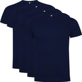 4 Pack Dogo Premium Unisex T-Shirt merk Roly 100% katoen Ronde hals Donker Blauw Maat L