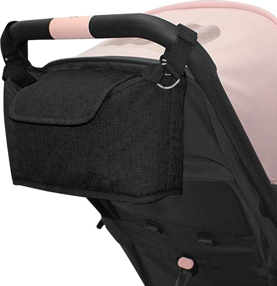 Universele kinderwagenorganizer, luiertas voor baby's met schouderbanden, kinderwagentas, buggy tas, multifunctionele opbergtas voor baby's met 2 bekerhouders (zwart) van BabbleRoo — afbeelding 5