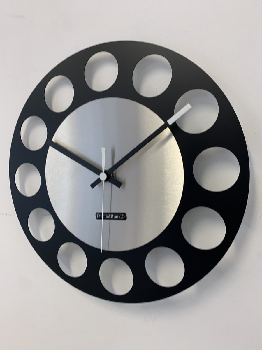Wandklok CHANTALBRANDO -- BLACK & SILVER TORNADO 34 -- MODERN DESIGN --