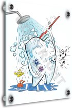 Tandarts Cartoon op plexiglas - Uniek ontwerp - Roland Hols - Wassende kies - 45 x 60 cm - 5 mm dik - inclusief 4 afstandhouders zwart - Decoratie - Orthodontist - Mondhygiënist