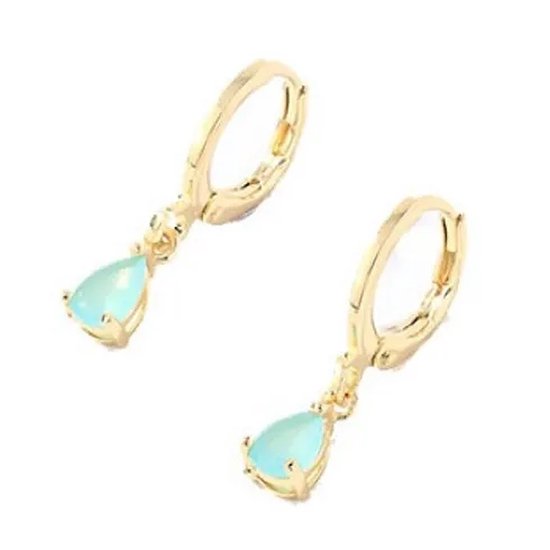 Strass Oorhangers - Turquoise