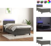 vidaXL Boxspring Velvet - donkergrijs - 203 x 100 x 78/88 cm - met verstelbaar hoofdbord - kleurrijke LED-verlichting - pocketvering matras - en huidvriendelijk topmatras - Bed