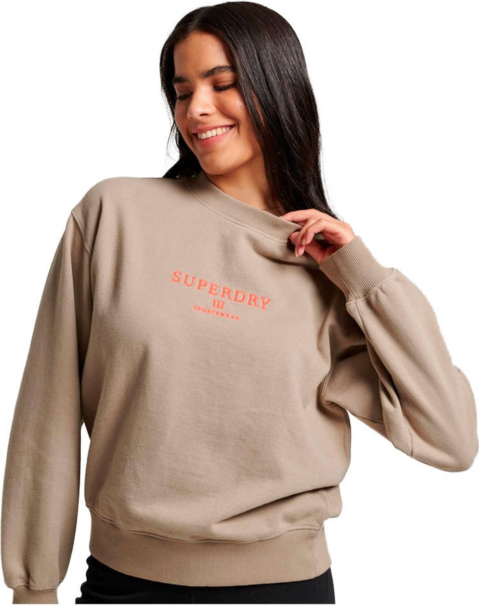 Superdry Losvallend geborduurd sweatshirt met ronde hals Dames Truien Beige