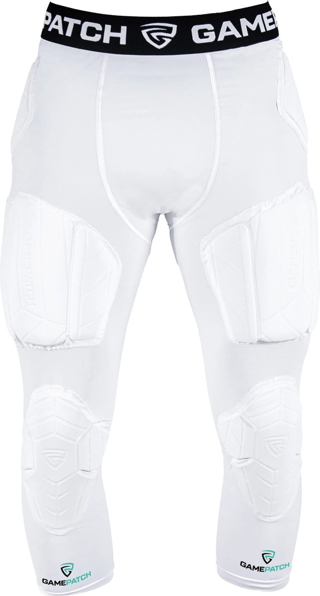 GAMEPATCH | Padded 3/4 tights with full protection | Wit | Maat L | Basketball | Handball | Urban Sports