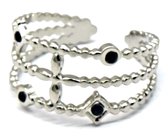 Ring avec Perles - Acier Inoxydable - Taille Unique - Couleur Argent