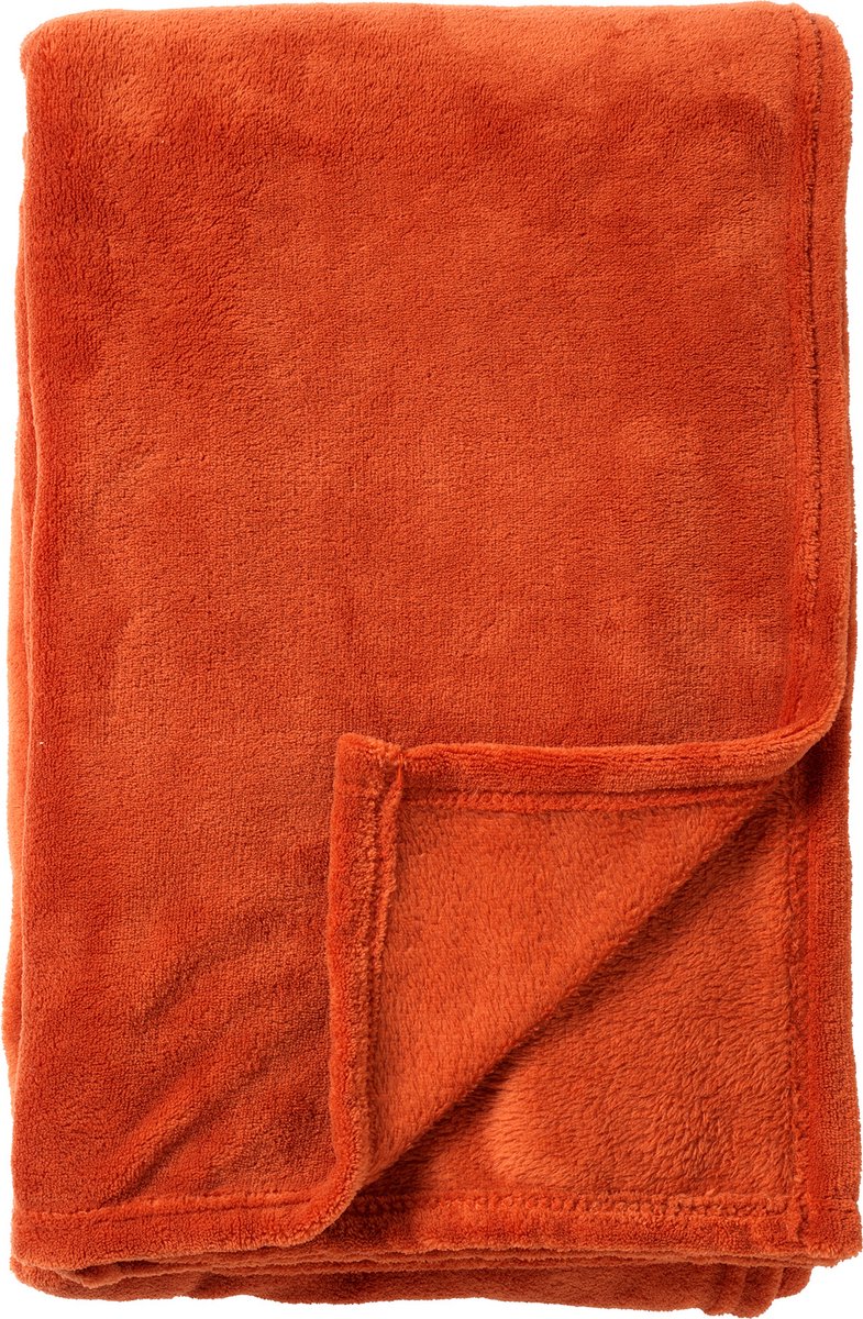 Dutch Decor OWEN - plaid 130x160 cm - coral fleece deken - heerlijk zacht - Potters Clay - oranje Terracotta